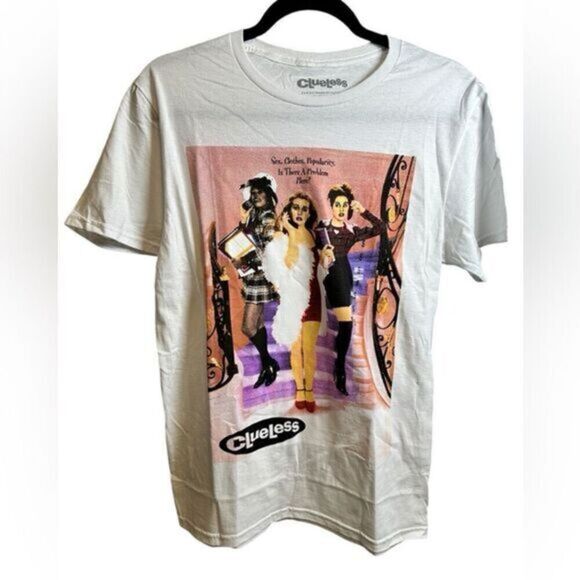 NWT Unisex White Short Sleeve Clueless Graphic Tee Shirt - Size Small - Picture 1 of 6